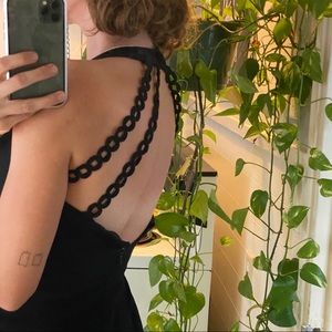 90s Ann Taylor Black Backless Cocktail Dress
